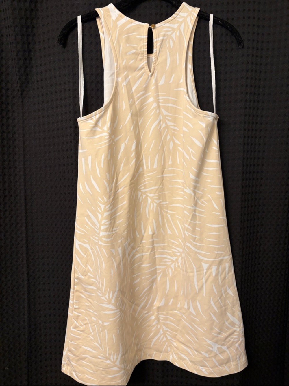 MAHI GOLD Charlotte Cream and White Palm print Sleeveless A-Line Dress - Picture 5 of 5